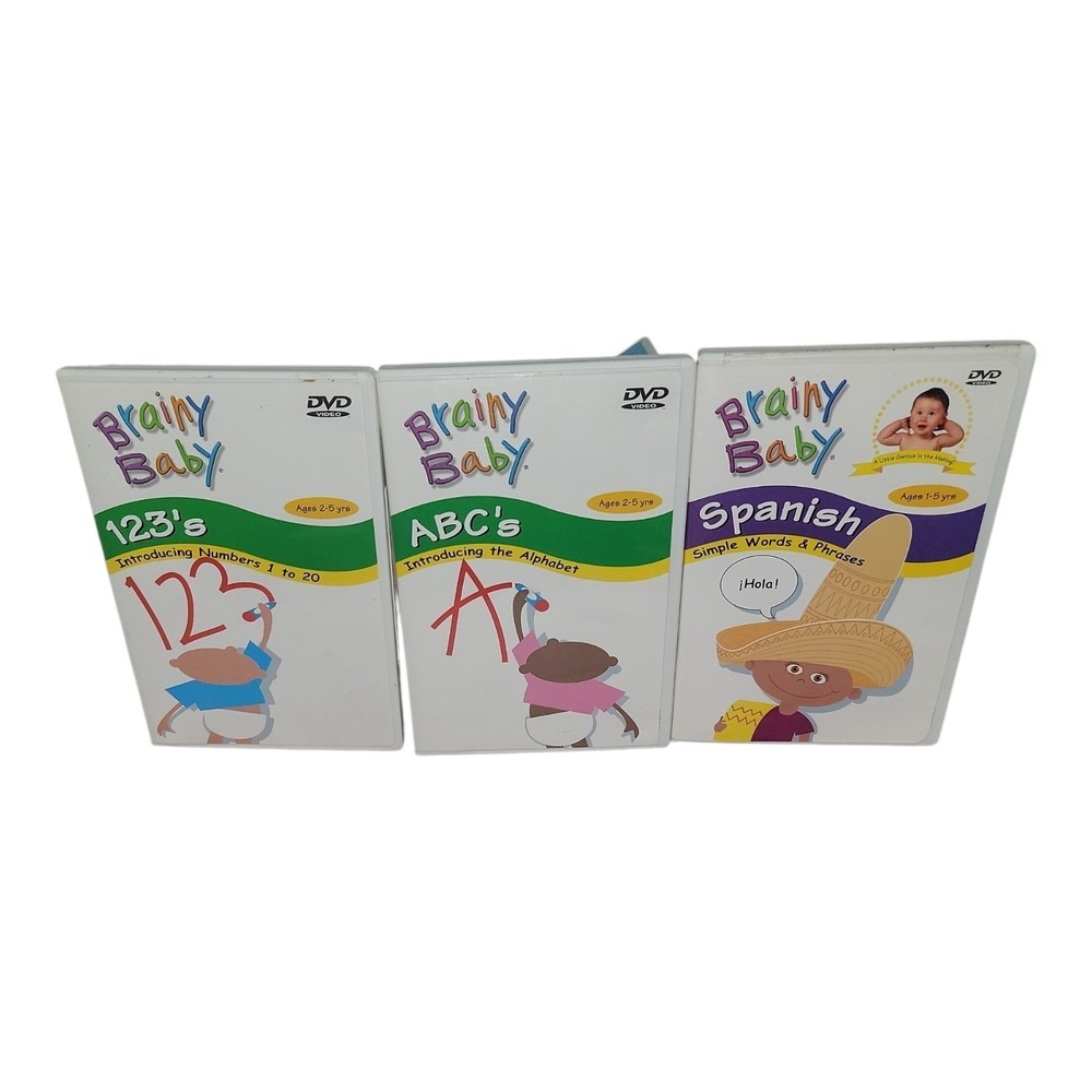 Brainy Baby DVD Lot of 3 ABC's 123's Spanish Educational Preschool